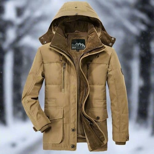 image-Mens Hooded Winter Parka Coat with Inner Fleece
