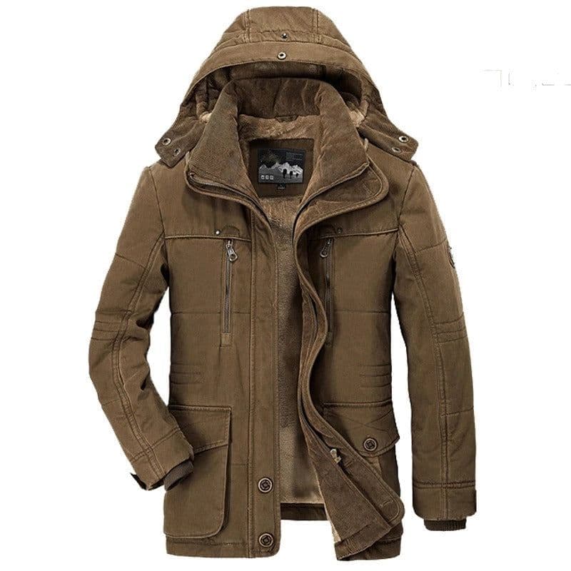 image-Mens Hooded Winter Parka Coat with Inner Fleece