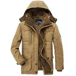 image-Mens Hooded Winter Parka Coat with Inner Fleece