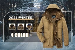 image-Mens Hooded Winter Parka Coat with Inner Fleece