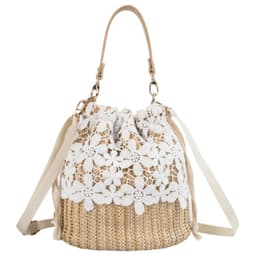 image-Summer Crossbody Straw Bucket with Lace