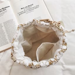 image-Summer Crossbody Straw Bucket with Lace