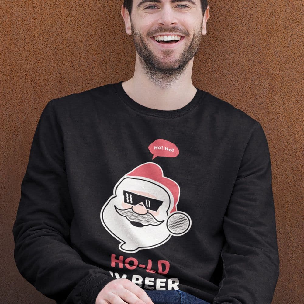 image-Mens Ho Ho Ho Santa Beer Crewneck Sweatshirt