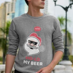 image-Mens Ho Ho Ho Santa Beer Crewneck Sweatshirt