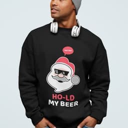 image-Mens Ho Ho Ho Santa Beer Crewneck Sweatshirt
