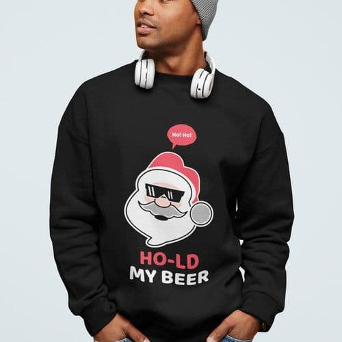 image-Mens Ho Ho Ho Santa Beer Crewneck Sweatshirt