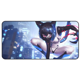 image-Cyborg Cat Girl Large Mouse Pad