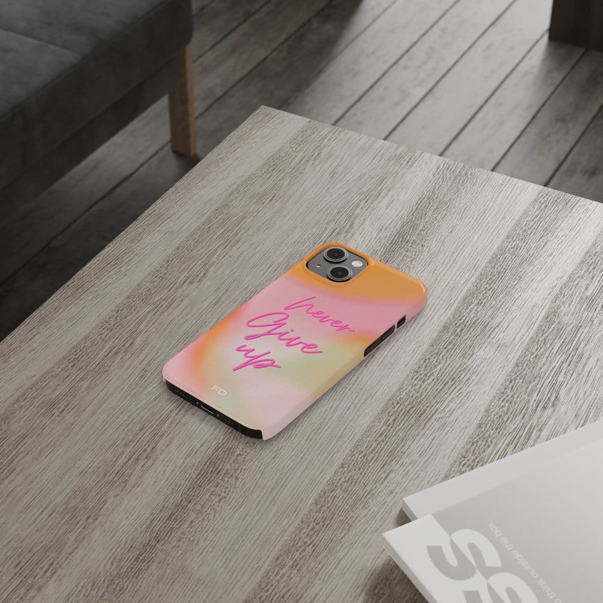 image-Never Give Up Quote Slim Case for iPhone 14 series