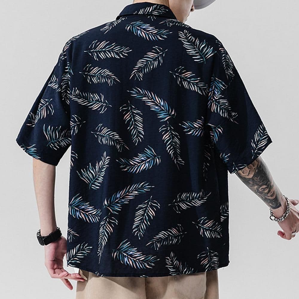 image-Mens Loose Fit Summer Floral Hawaiian Shirt