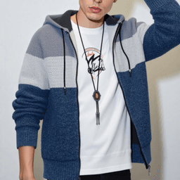 image-Mens Hooded Zipper Jacket Sweater Jacket
