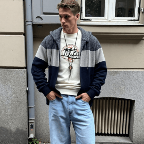 image-Mens Hooded Zipper Jacket Sweater Jacket