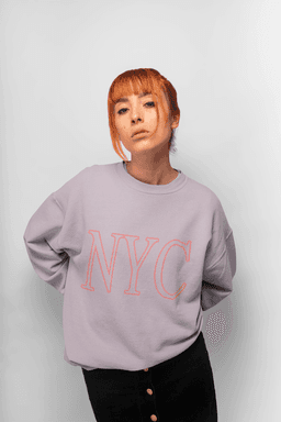 image-Womens Pink NYC Crewneck Sweatshirt