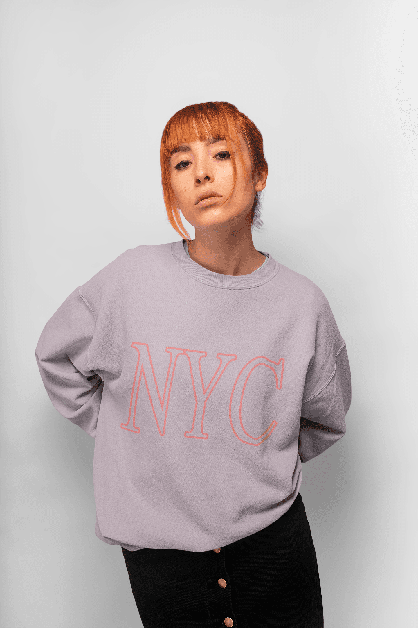 image-Womens Pink NYC Crewneck Sweatshirt