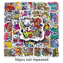 image-WEWELIN Waterproof Graffiti Stickers - Hip Hop Style Decals for DIY Projects