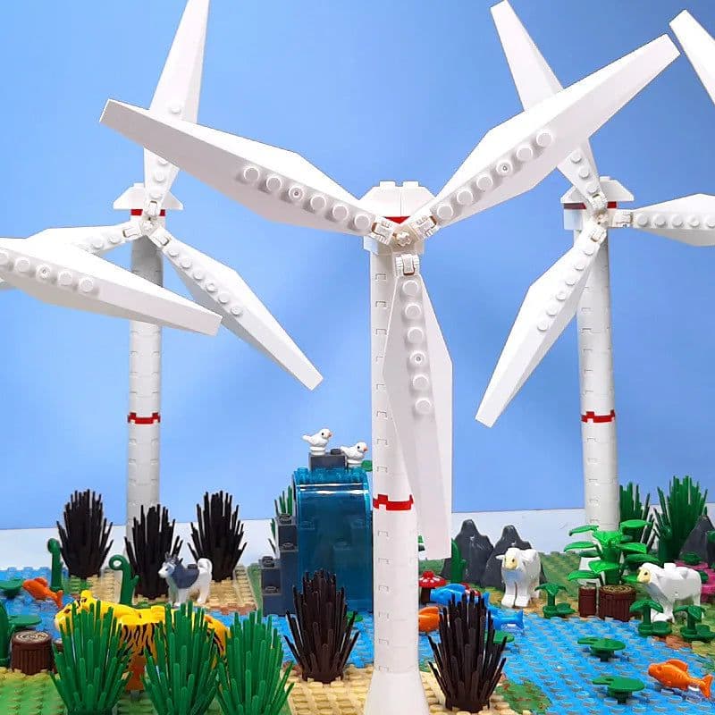 image-MOC Building Blocks Wind Power Station Scene - Creative Toy Kit