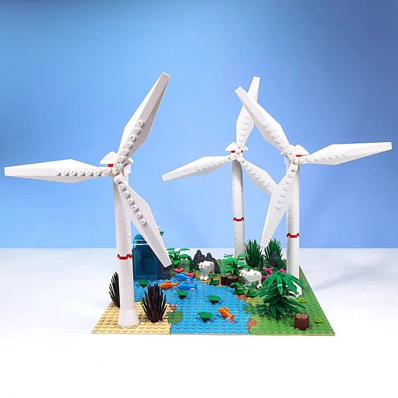 image-MOC Building Blocks Wind Power Station Scene - Creative Toy Kit