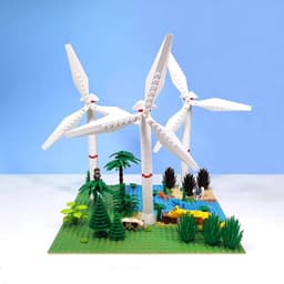 image-MOC Building Blocks Wind Power Station Scene - Creative Toy Kit