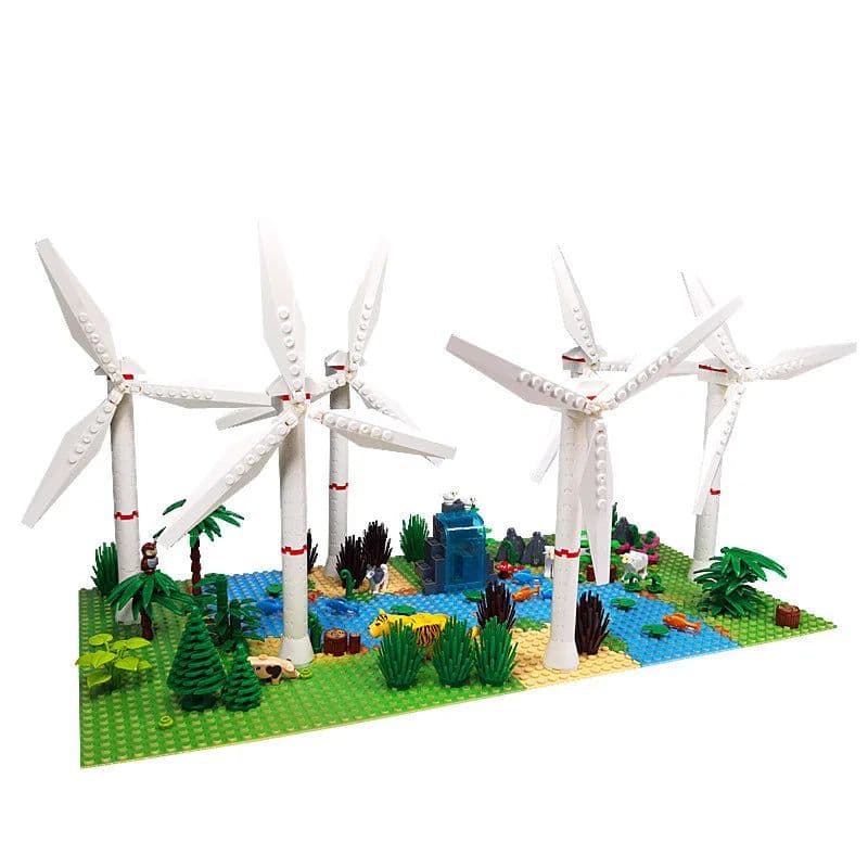 image-MOC Building Blocks Wind Power Station Scene - Creative Toy Kit