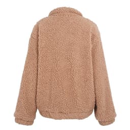 image-Faux lambswool oversized jacket coat Winter black warm hairly jacket