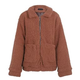 image-Faux lambswool oversized jacket coat Winter black warm hairly jacket