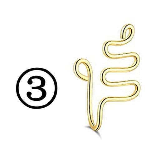 image-New Twisted Geometric Hollow Stainless Steel Non-hole Fake Nose