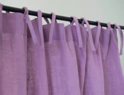 image-Deep Rose linen curtain with tie tops