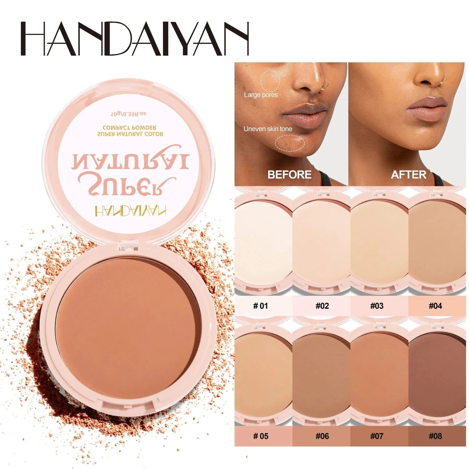 image-8 Color Matte Face Pressed Powder 24 Hours Oil Control Natural Setting