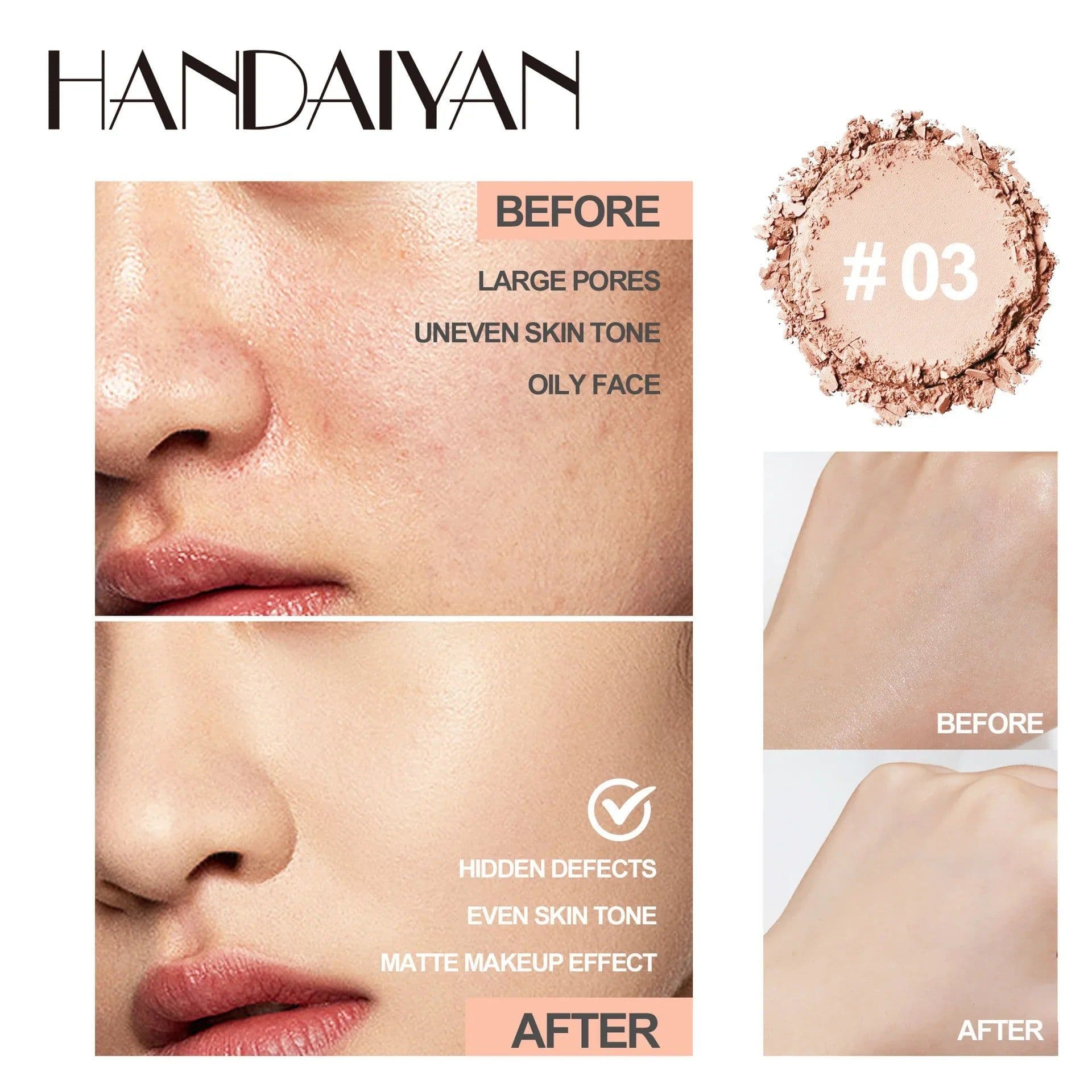image-8 Color Matte Face Pressed Powder 24 Hours Oil Control Natural Setting