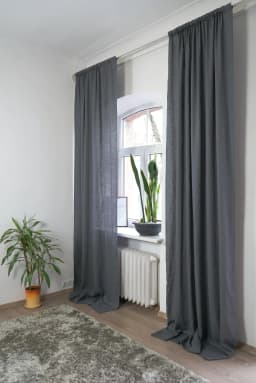 image-Safari Green linen curtain with rod pocket