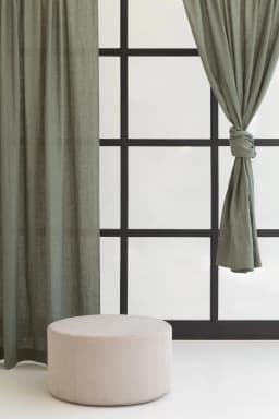 image-Safari Green linen curtain with rod pocket
