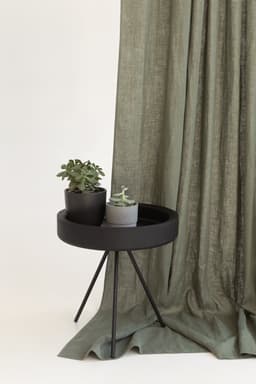 image-Safari Green linen curtain with rod pocket