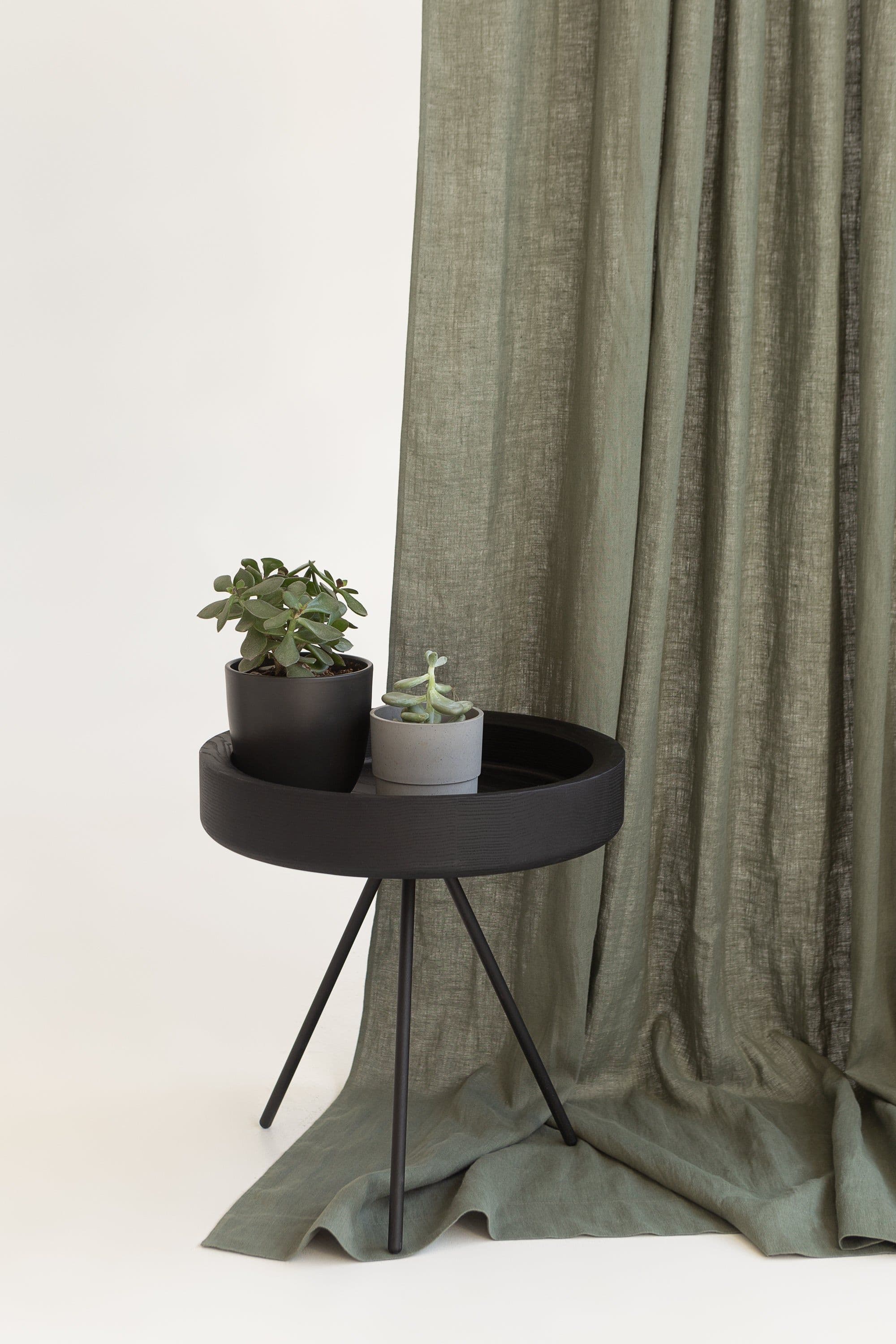 image-Safari Green linen curtain with rod pocket