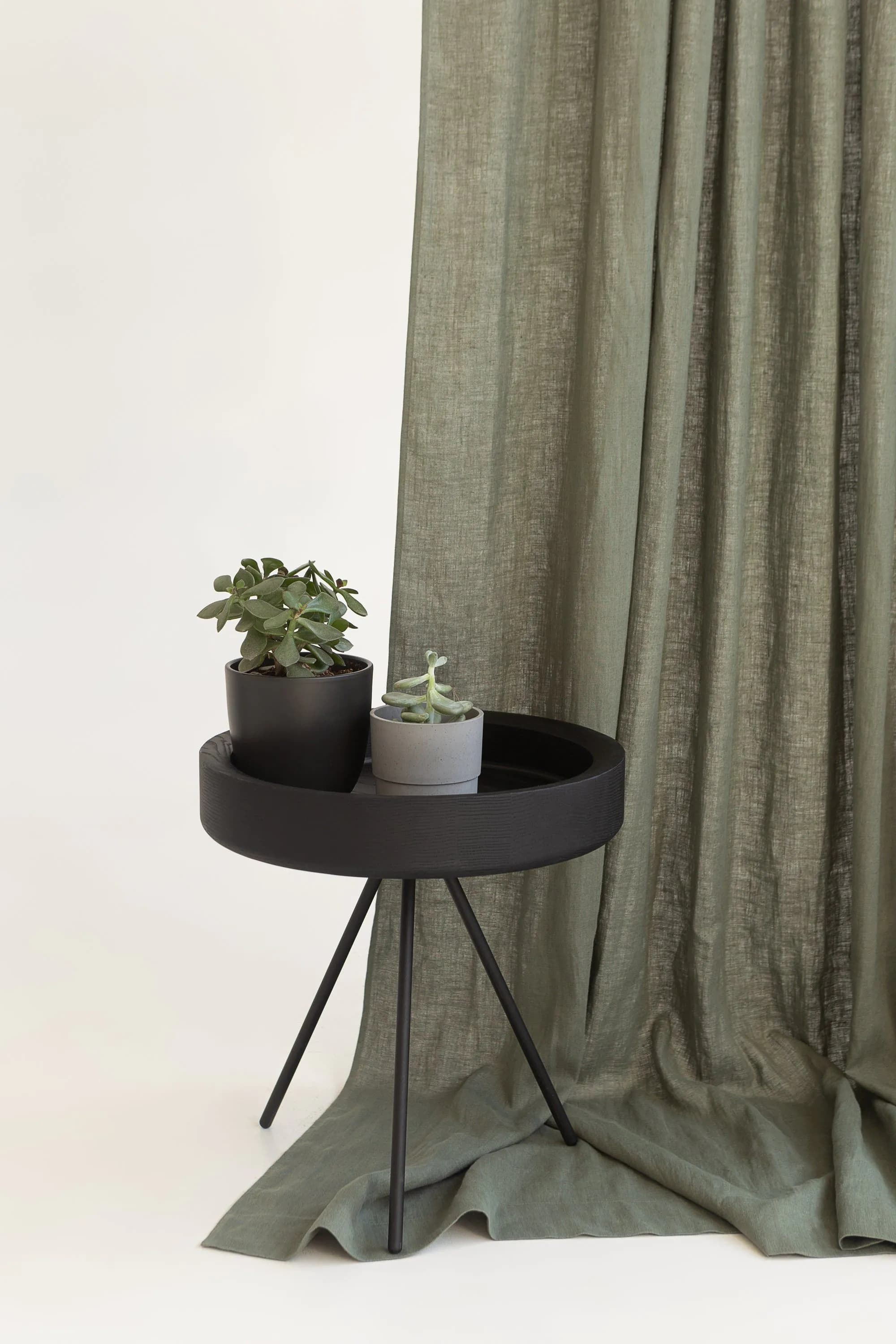 image-Safari Green linen curtain with rod pocket