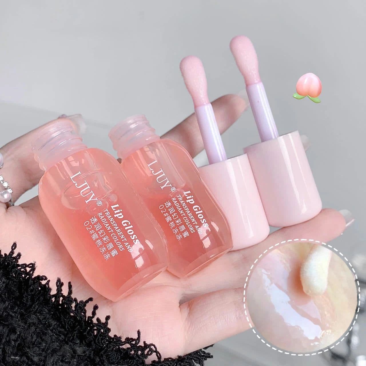 image-Fruit Crystal Jelly Lip Oil Hydrating Transparent Glass Lip Gloss