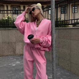 image-Fall Women's Clothing Zipper Casual Sweater Two-piece Set