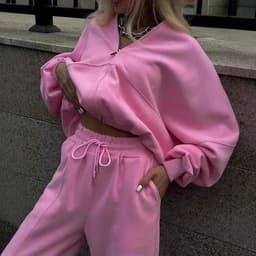 image-Fall Women's Clothing Zipper Casual Sweater Two-piece Set