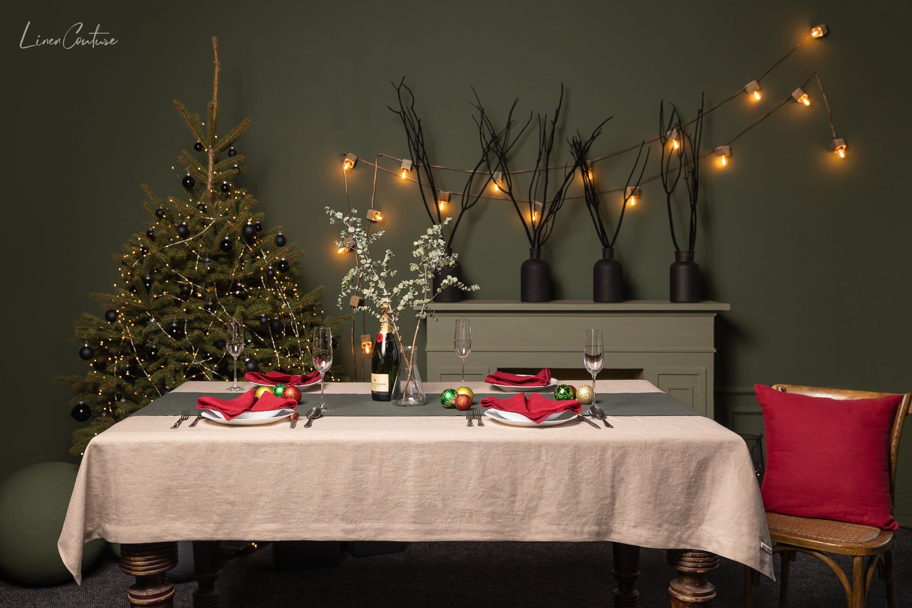 image-Christmas Greyish Green Dining Table Runner