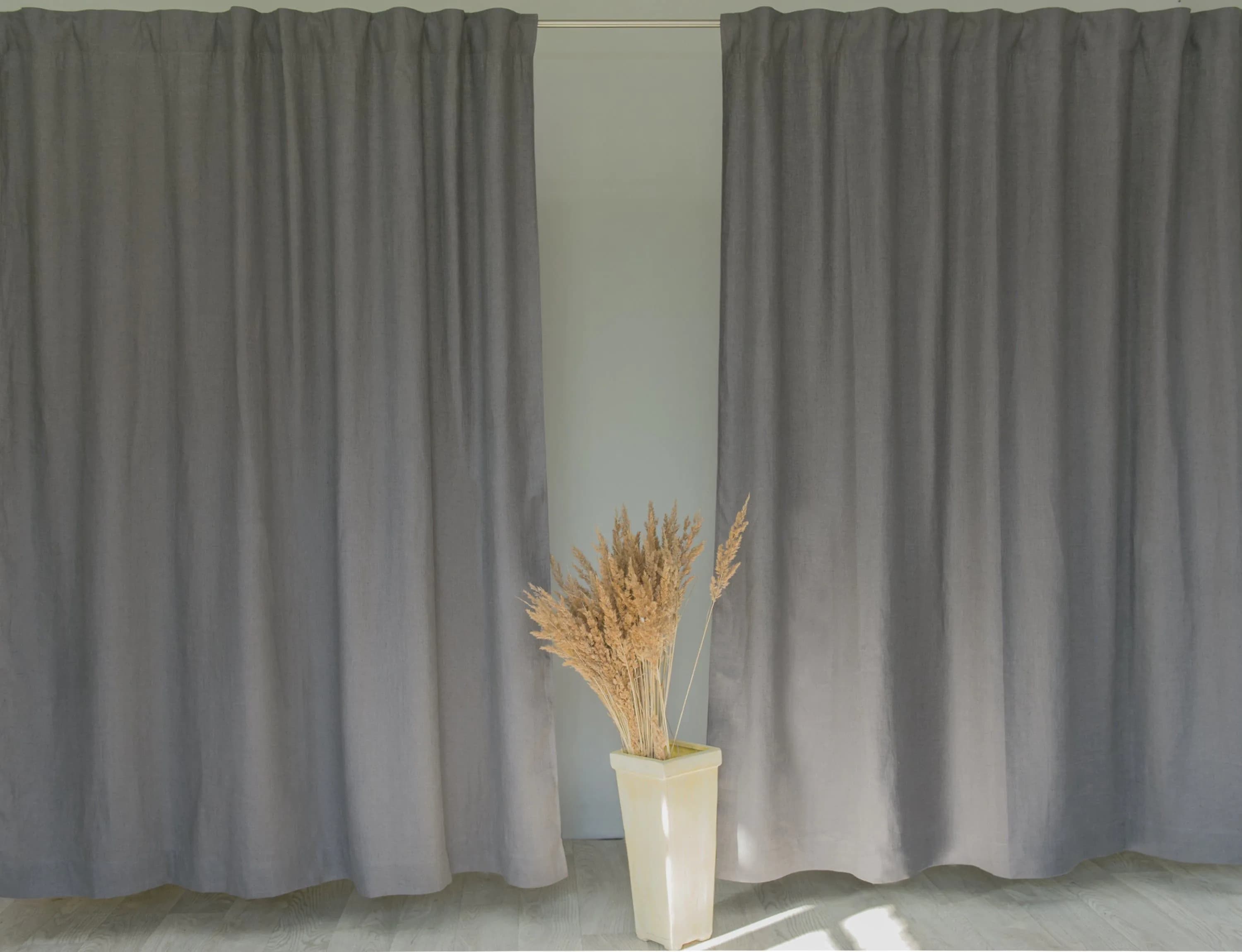 image-Pastel Plum linen curtain with multifunctional heading tape