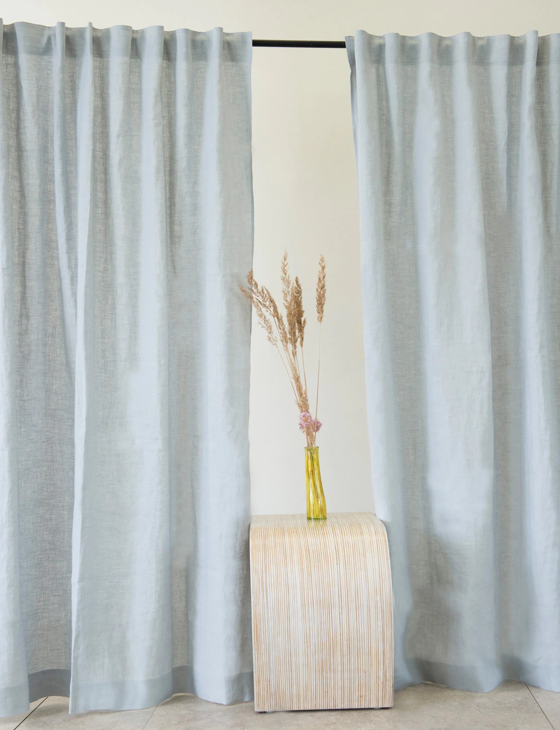 image-Pastel Plum linen curtain with multifunctional heading tape