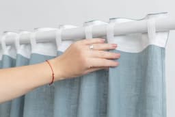 image-Pastel Plum linen curtain with multifunctional heading tape