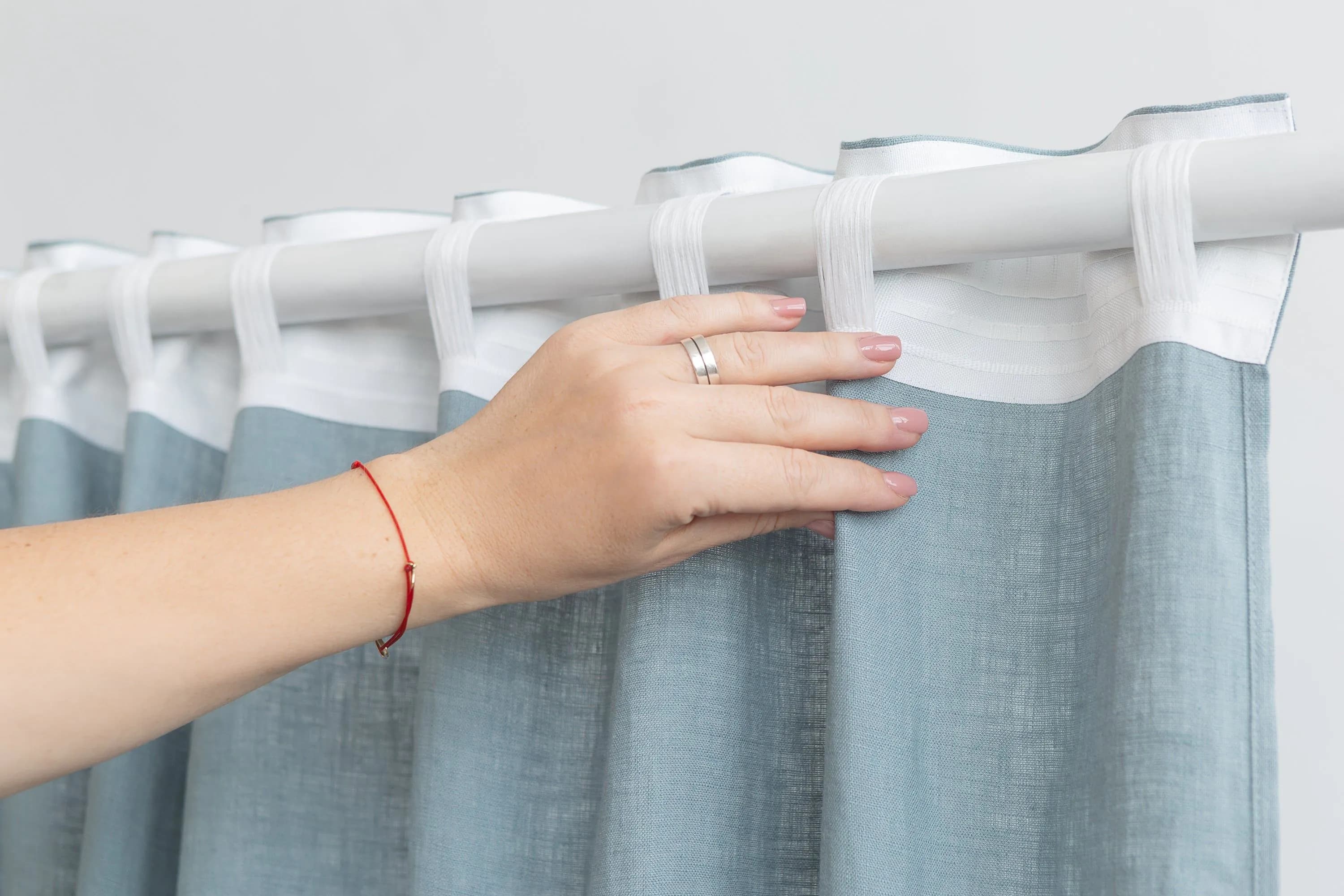 image-Pastel Plum linen curtain with multifunctional heading tape