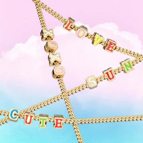 image-Female With Hearts Rainbow Letter Collarbone Necklace