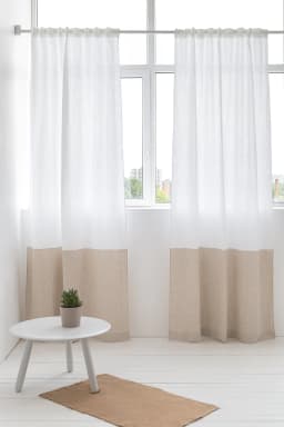 image-Snow White and Natural Light linen curtains with tape, two tones