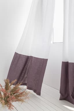 image-Snow White and Natural Light linen curtains with tape, two tones