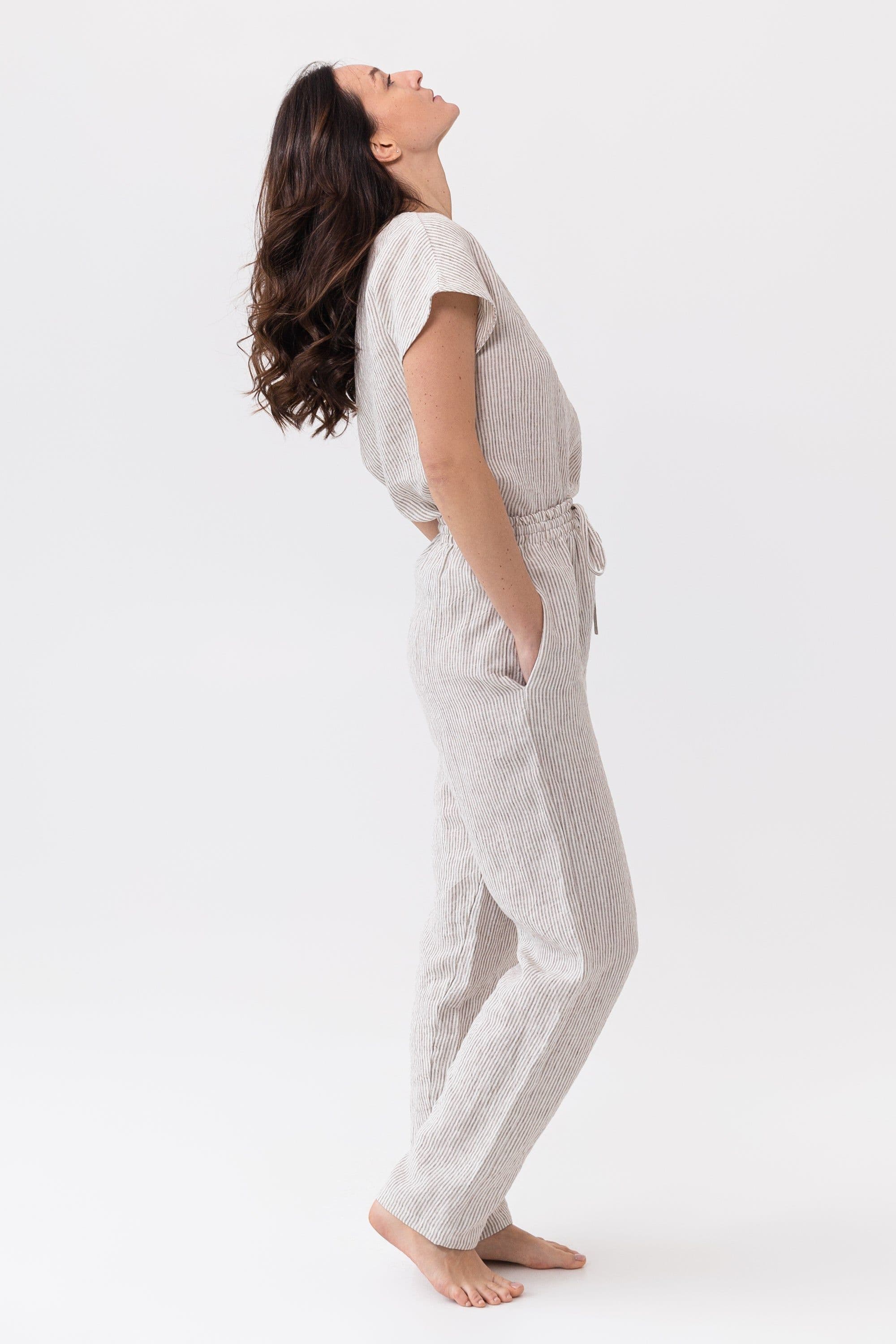 image-Natural light linen / Natural Linen Pajama set / Linen loungewear /