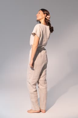 image-Natural light linen / Natural Linen Pajama set / Linen loungewear /