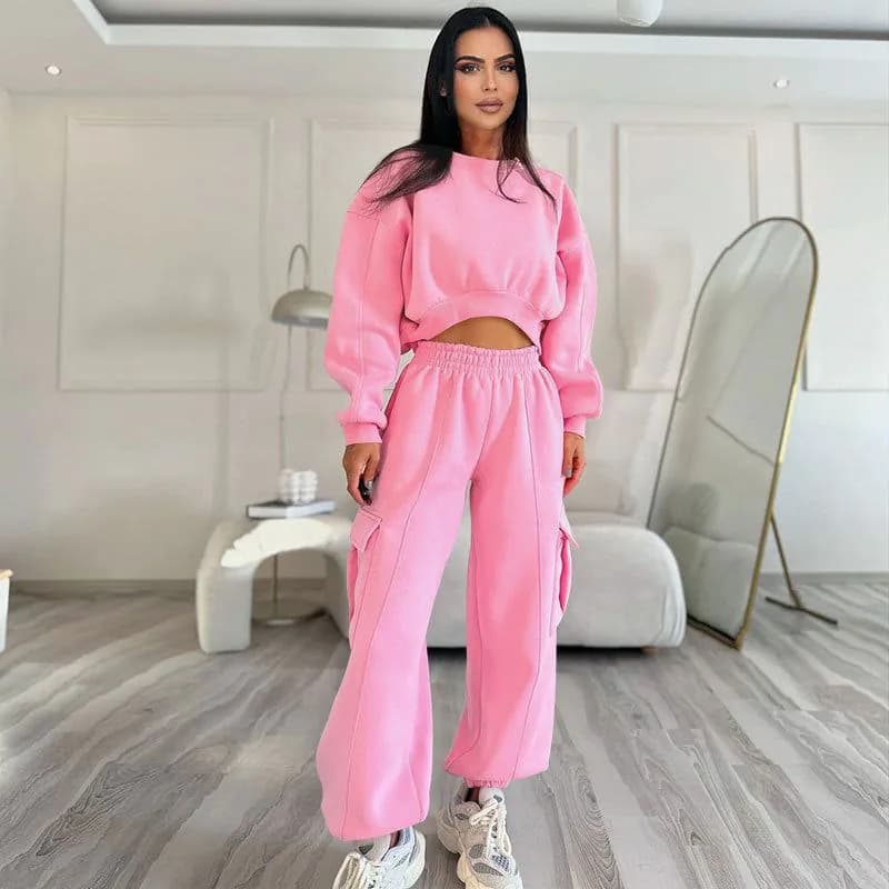 image-European And American Autumn New Round Neck High Waist Sweater Pocket