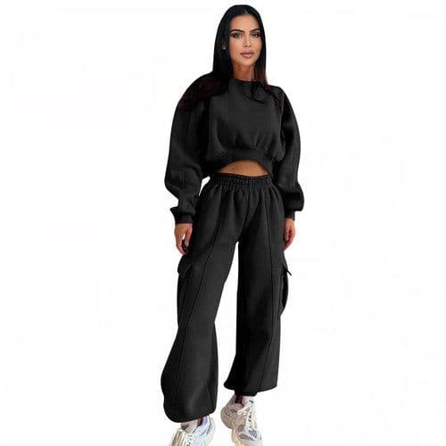 image-European And American Autumn New Round Neck High Waist Sweater Pocket