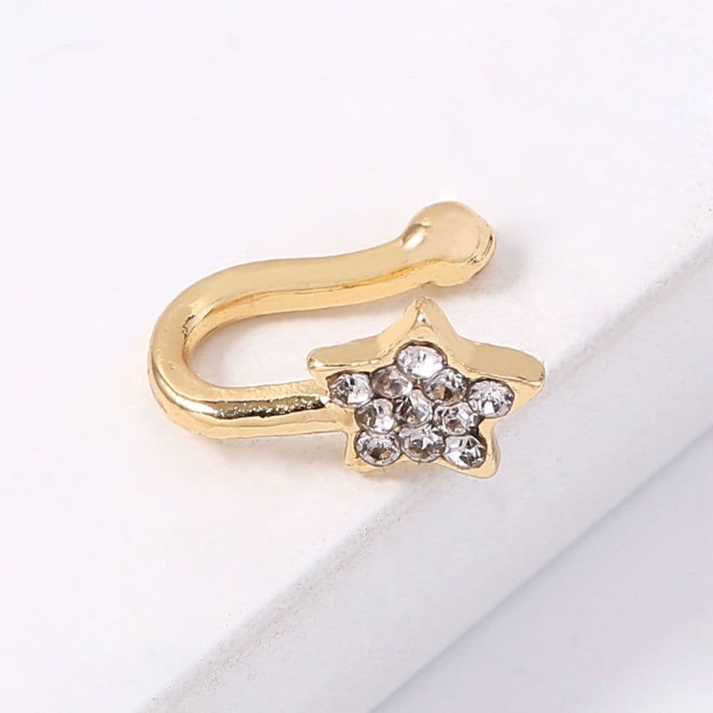 image-Pentagram Nose Exaggerated Piercing Fake Nose Ring Niche