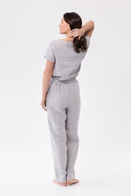 image-Ice Blue linen / Natural Linen Pajama set / Linen loungewear / Linen